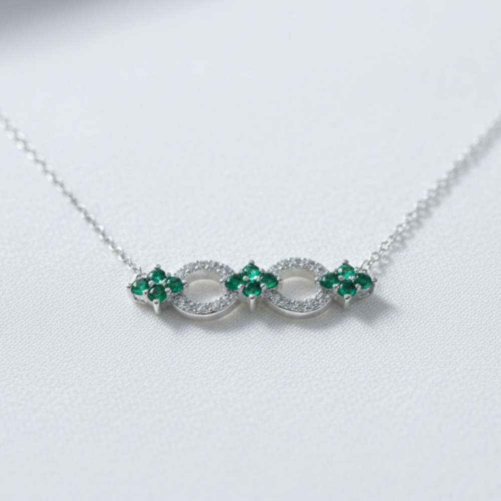 COLAR INFINITO COM FLORES VERDE