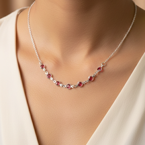 COLAR CHOKER ZIRCONIAS ROSAS UNIDAS MEIO