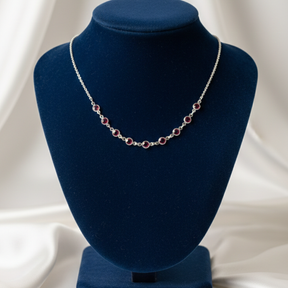 COLAR CHOKER ZIRCONIAS ROSAS UNIDAS MEIO