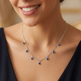 COLAR CHOKER ZIRCONIAS AZUIS PENDURADAS