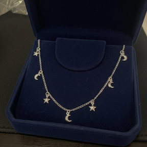 COLAR CHOKER PRATA LUA E ESTRELA
