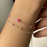 PS DUPLA ZIRCONIA ROSA CORAÇÃO/PEDRINHAS E BOLAS