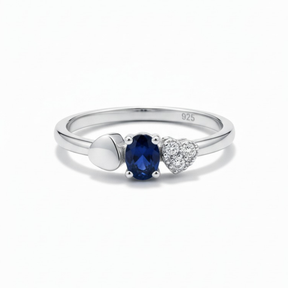ANEL ZIRCONIA AZUL COM CORAÇÃO