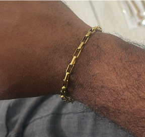 CONJUNTO INOX DOURADO MASCULINO ( PULSEIRA + CORRENTE )