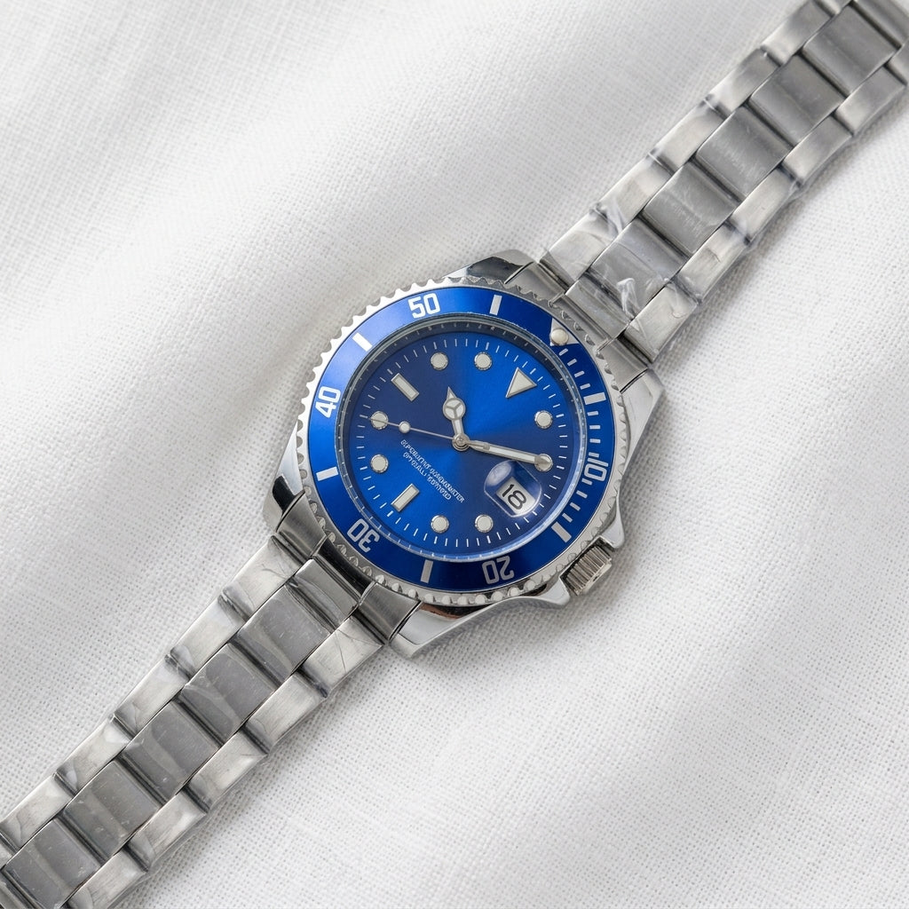 Relógio Masculino Prata/Azul Universal