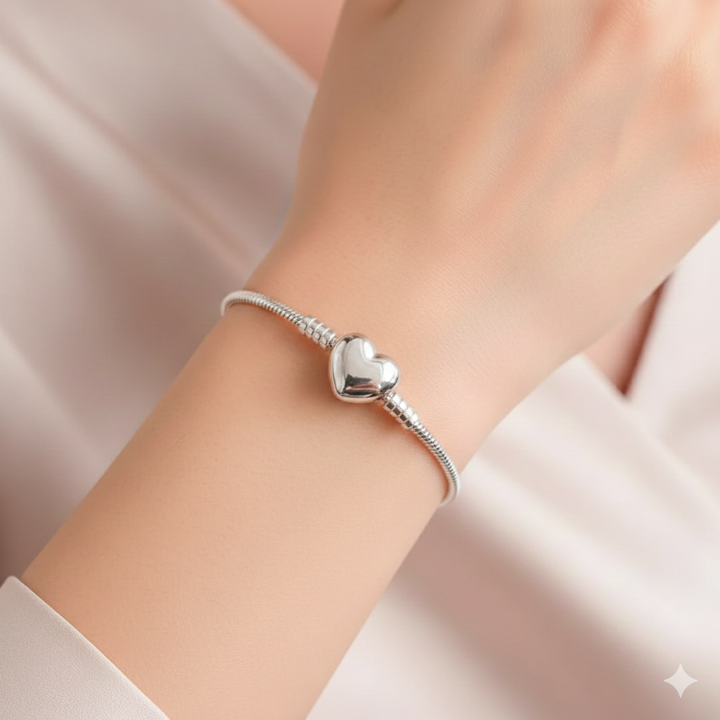 PULSEIRA PANDORA FECHO CORAÇÃO LISO