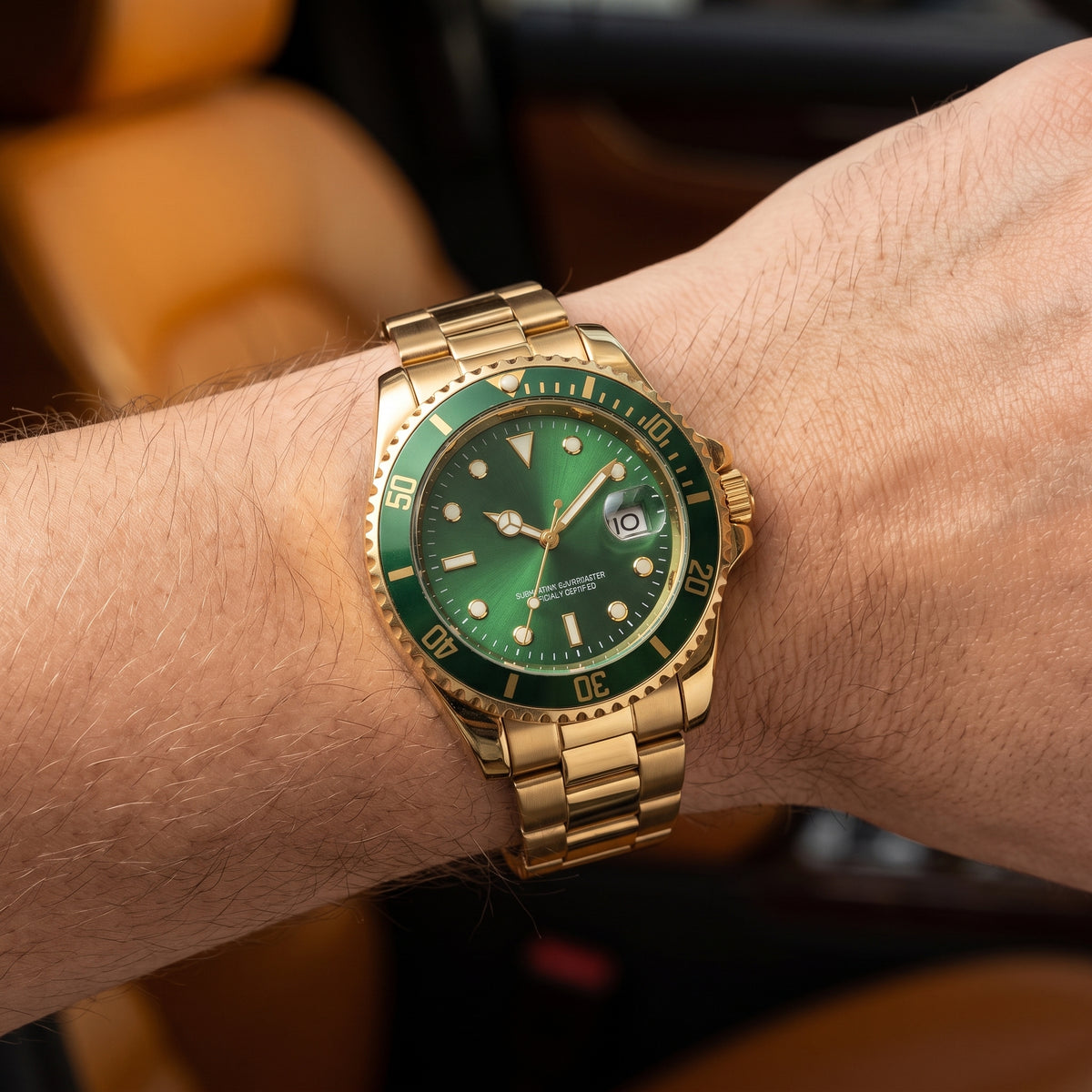 Relógio Masculino Dourado/Verde