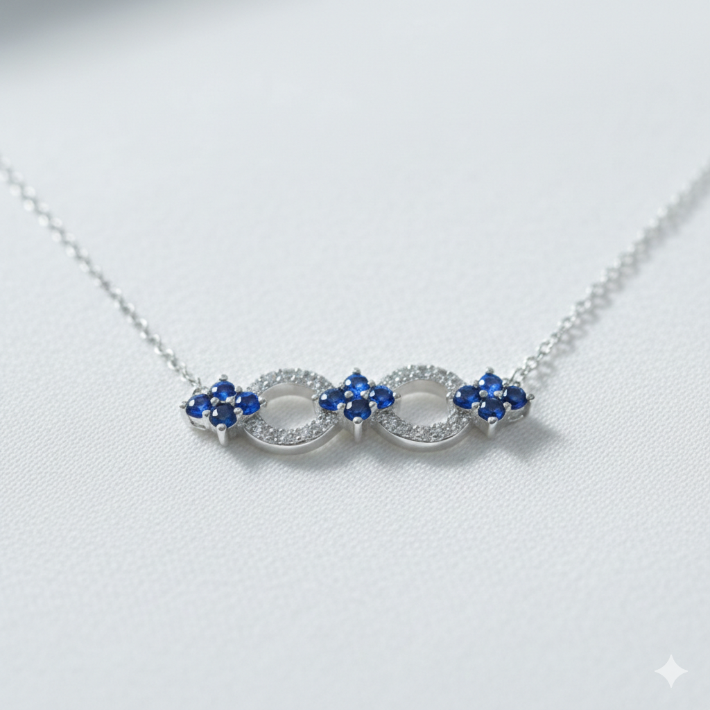 COLAR INFINITO COM FLORES AZUL