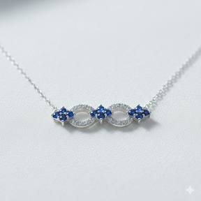 COLAR INFINITO COM FLORES AZUL
