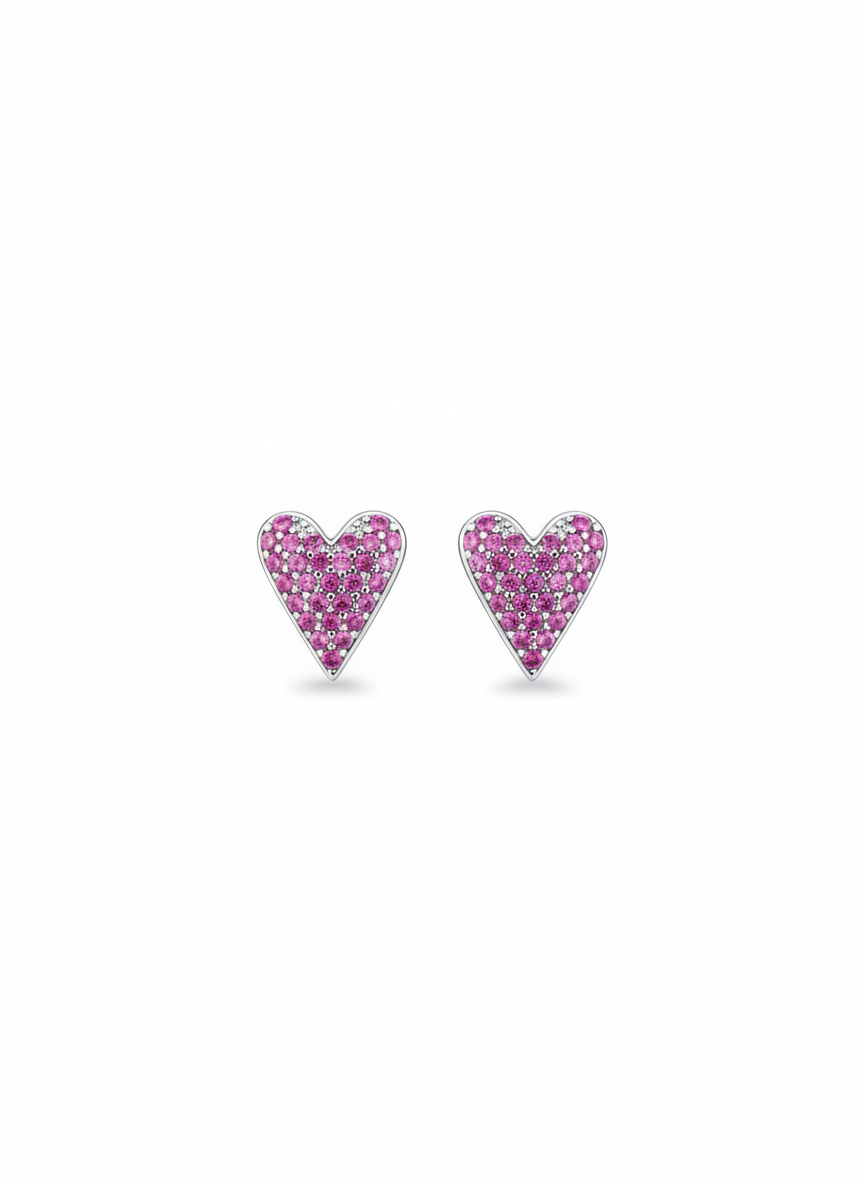 BRINCO CORAÇÃO CRAVEJADO ROSA