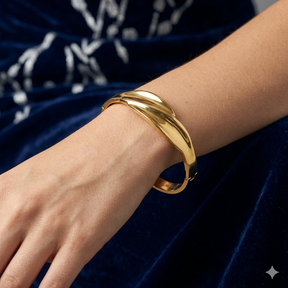 BRACELETE FOLHA INOX DOURADO