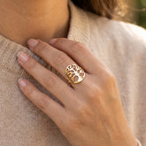 ANEL ARVORE DA VIDA INOX DOURADO