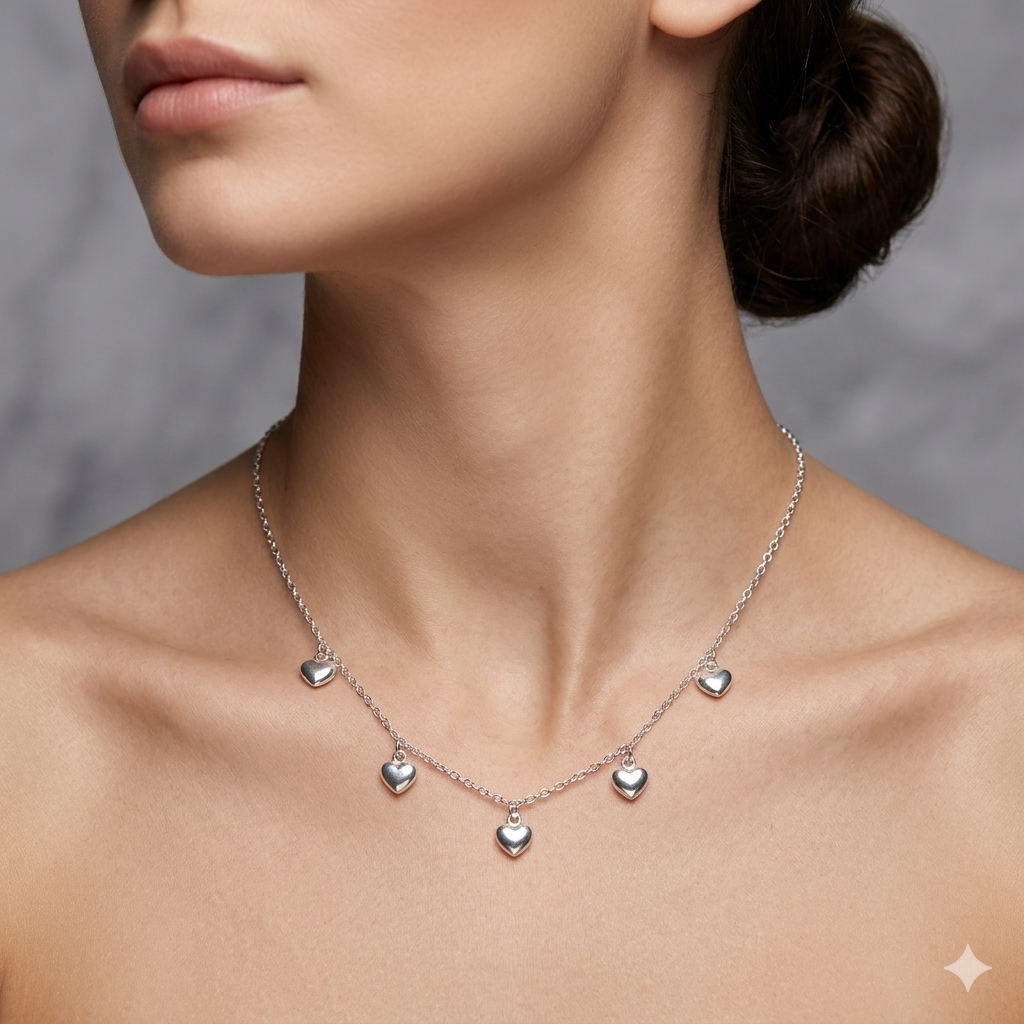 COLAR CHOKER CORAÇÕES ABAULADOS