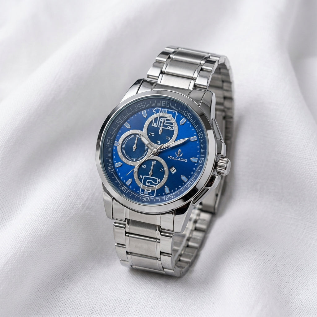 Relógio Masculino Prata/Azul