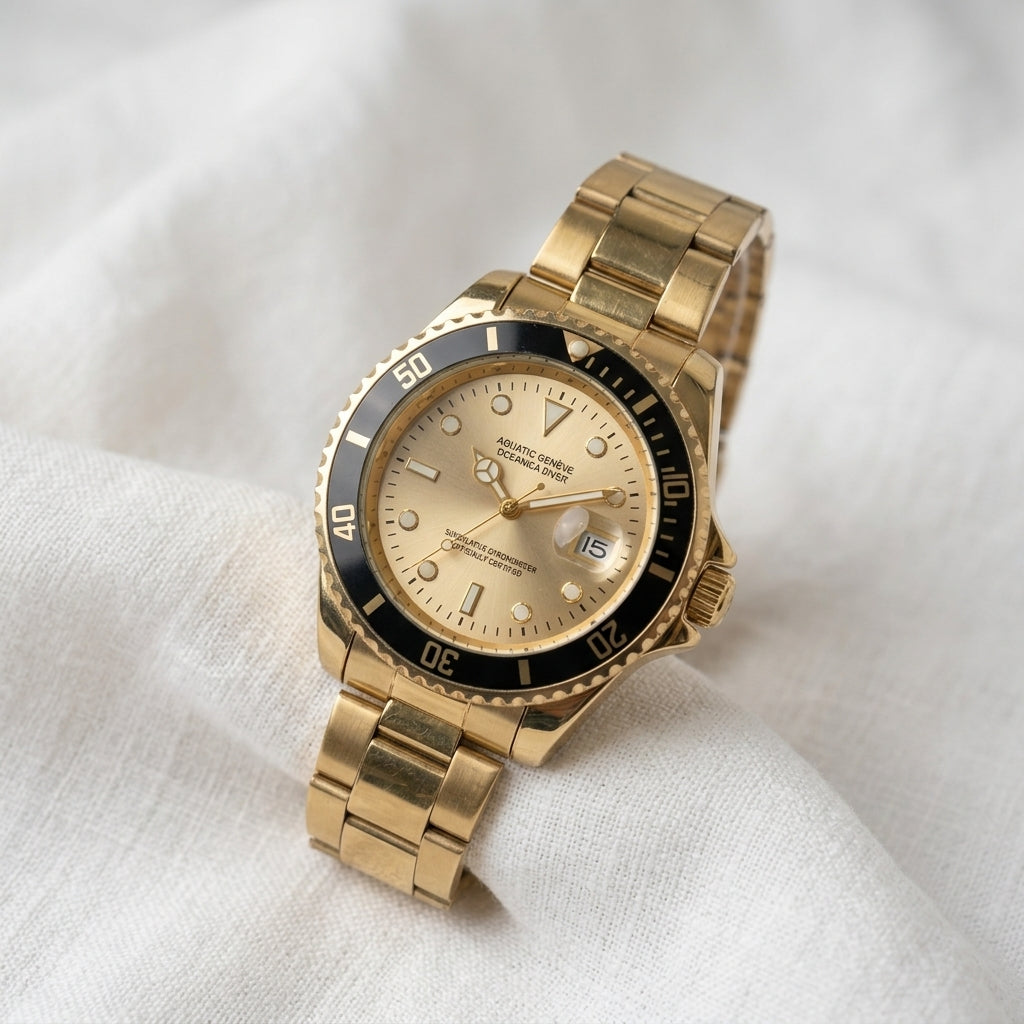 Relógio Masculino Dourado/Preto  Luxo
