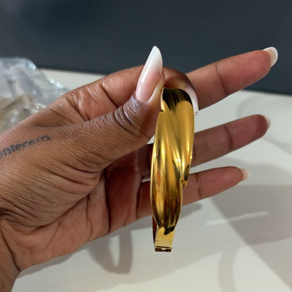 BRACELETE FOLHA INOX DOURADO