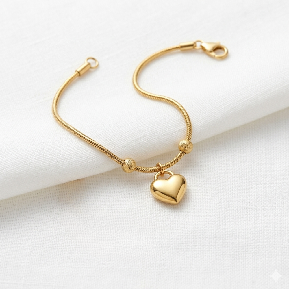 PULSEIRA CORAÇÃO PEND G INOX DOURADO