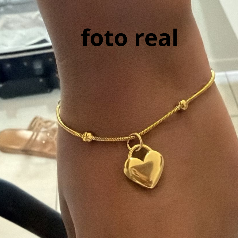 PULSEIRA CORAÇÃO PEND G INOX DOURADO