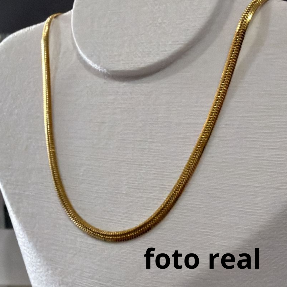 COLAR INOX DOURADO FEMININO LACRAIA 45CM