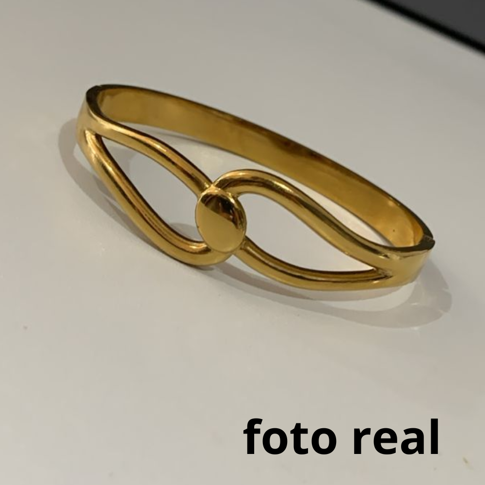 BRACELETE OVAL 2 INOX DOURADO