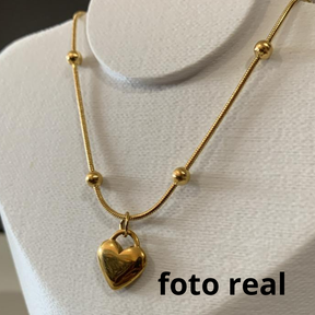 COLAR INOX DOURADO CORA MACIÇO MEIO