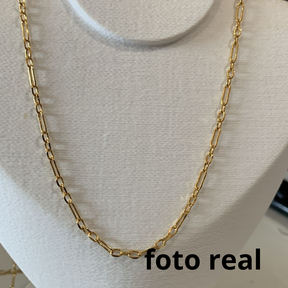 COLAR INOX DOURADO ELO 3X1 FEMININO 45CM
