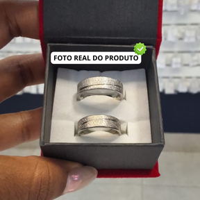 PAR DE ALIANÇAS PRATAS DIAMANTADAS | INOX 316L