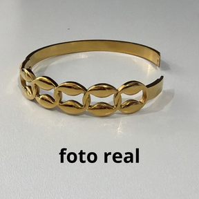 BRACELETE 5 ELOS ABERTOS INOX DOURADO
