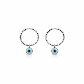 BRINCO ARGOLA OLHO GREGO AZUL CLARO PENDURADO