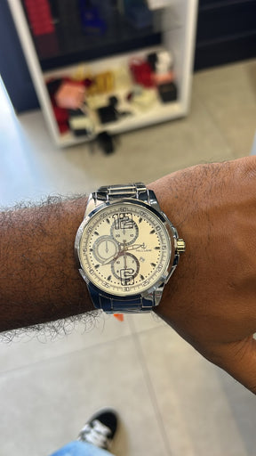 Relógio Masculino Prata/Branco
