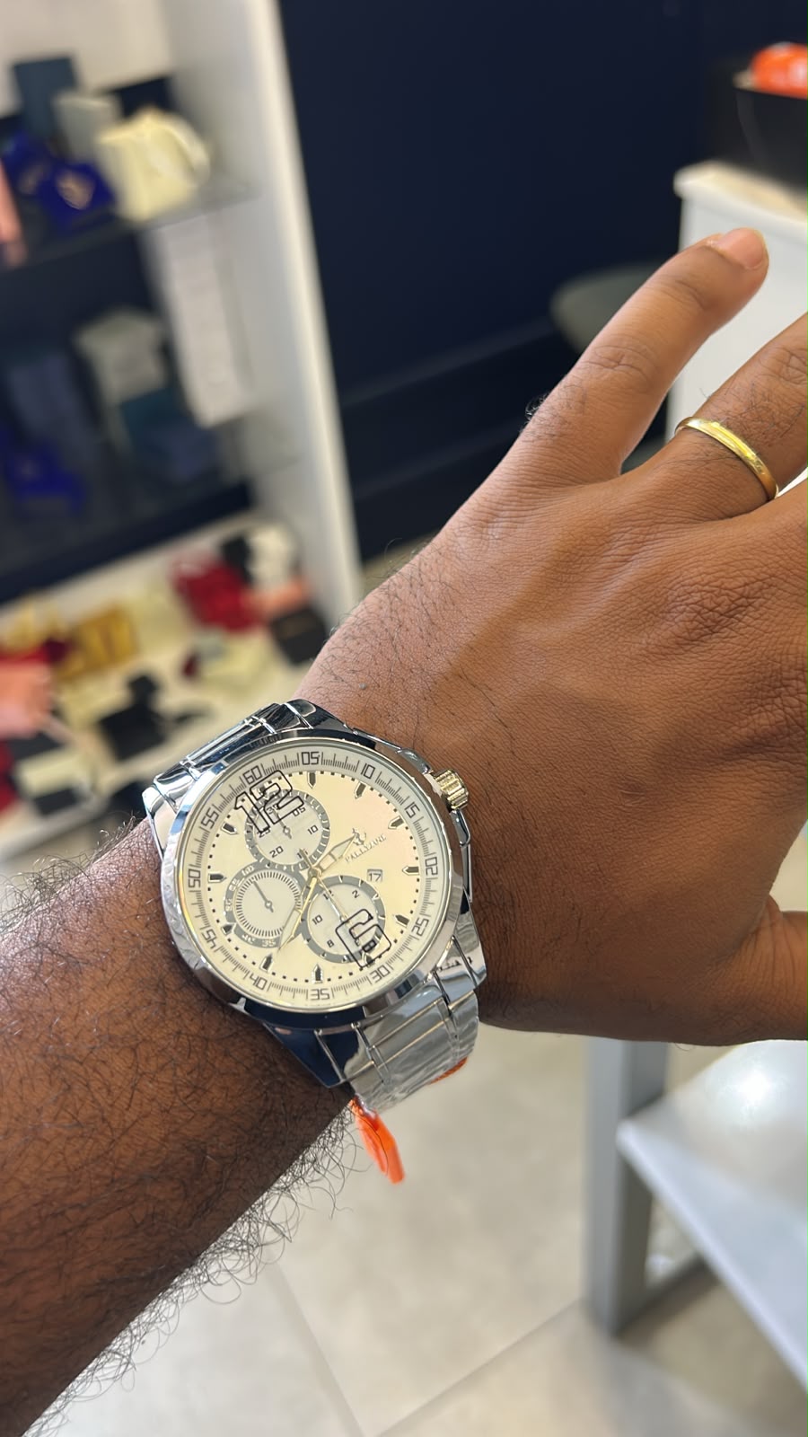 Relógio Masculino Prata/Branco