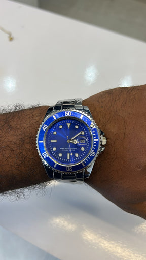 Relógio Masculino Prata/Azul Universal