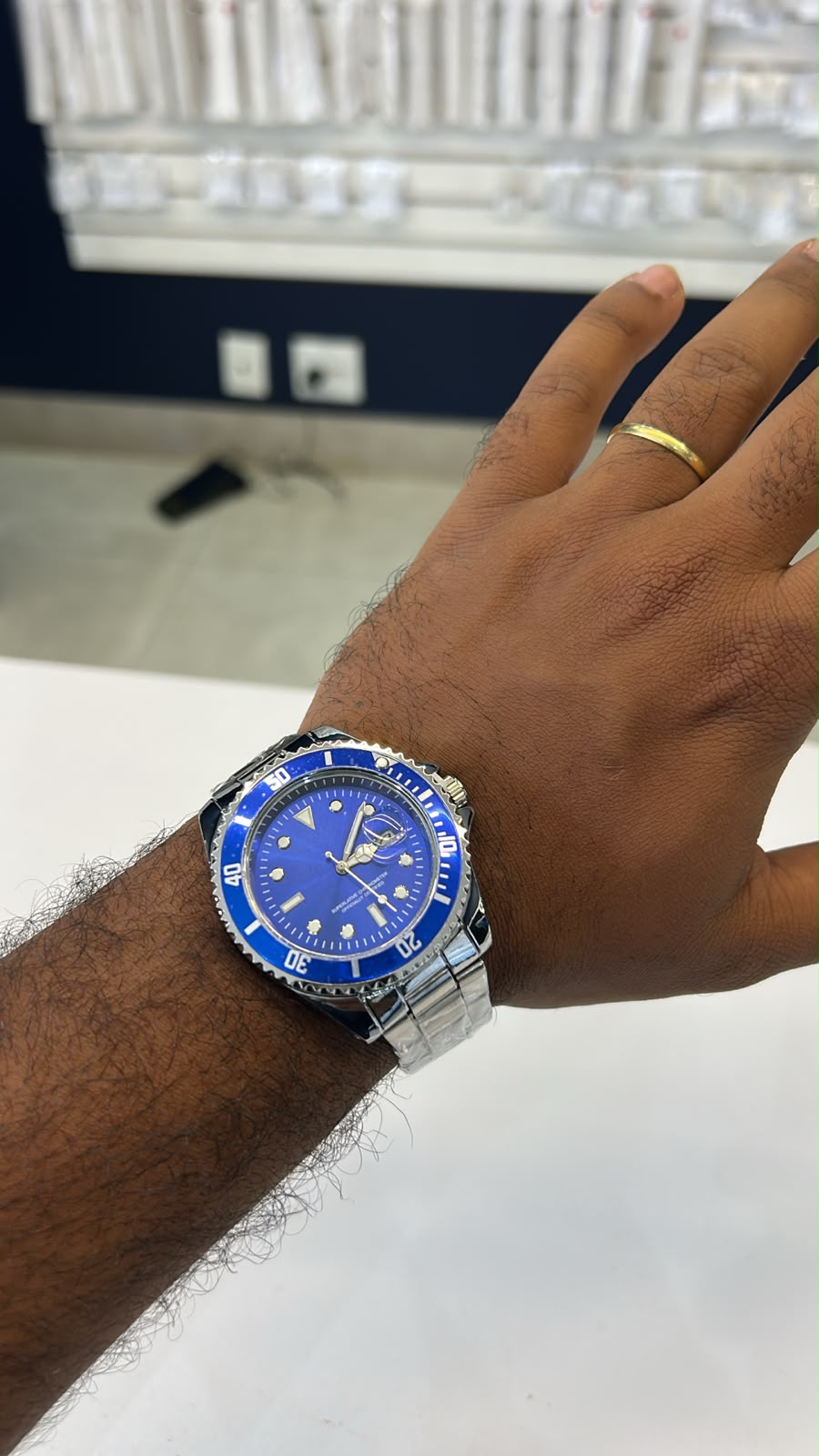 Relógio Masculino Prata/Azul Universal