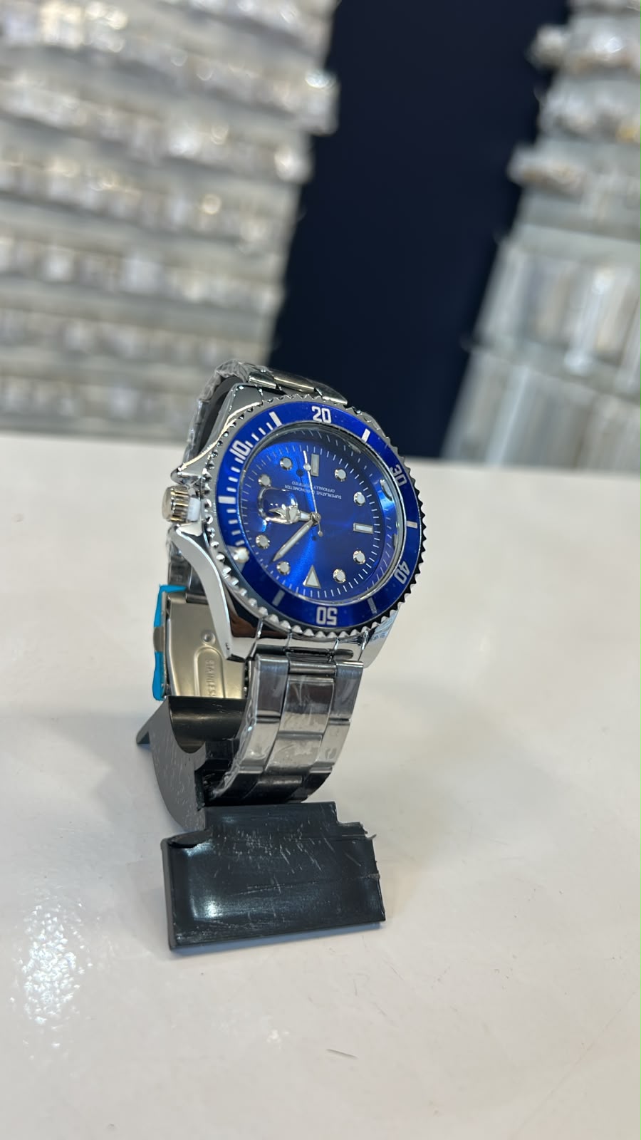 Relógio Masculino Prata/Azul Universal