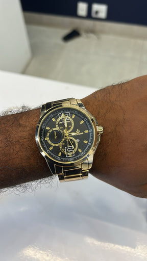Relógio Masculino Dourado/Preto Italiano