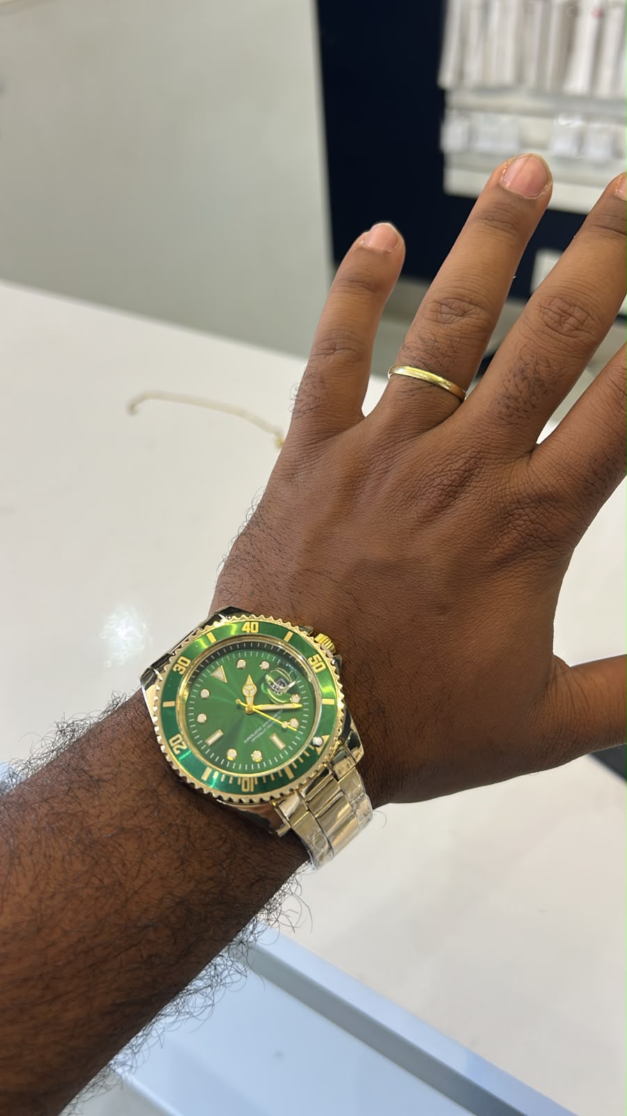 Relógio Masculino Dourado/Verde