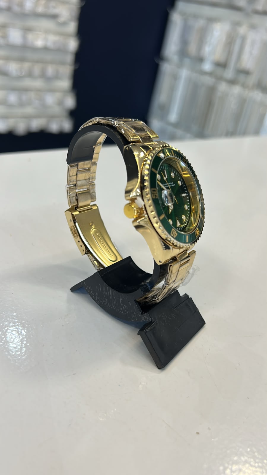 Relógio Masculino Dourado/Verde