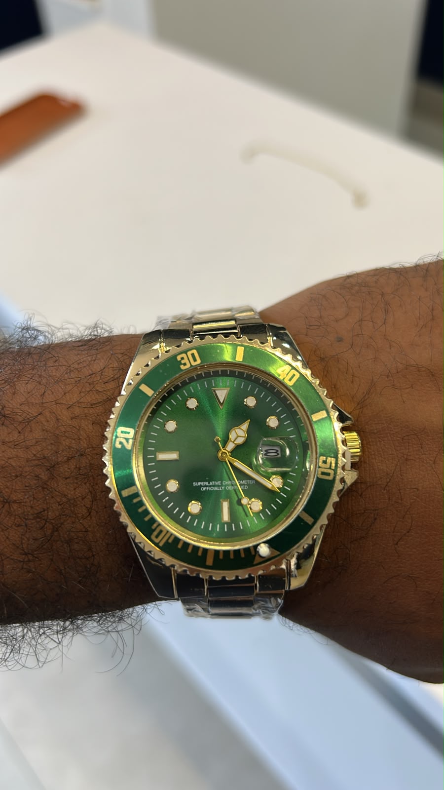 Relógio Masculino Dourado/Verde