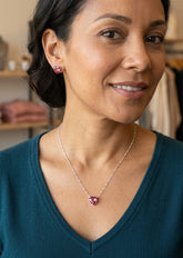 CONJUNTO E COLAR LUXO CEREJA