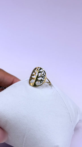 ANEL ARVORE DA VIDA INOX DOURADO