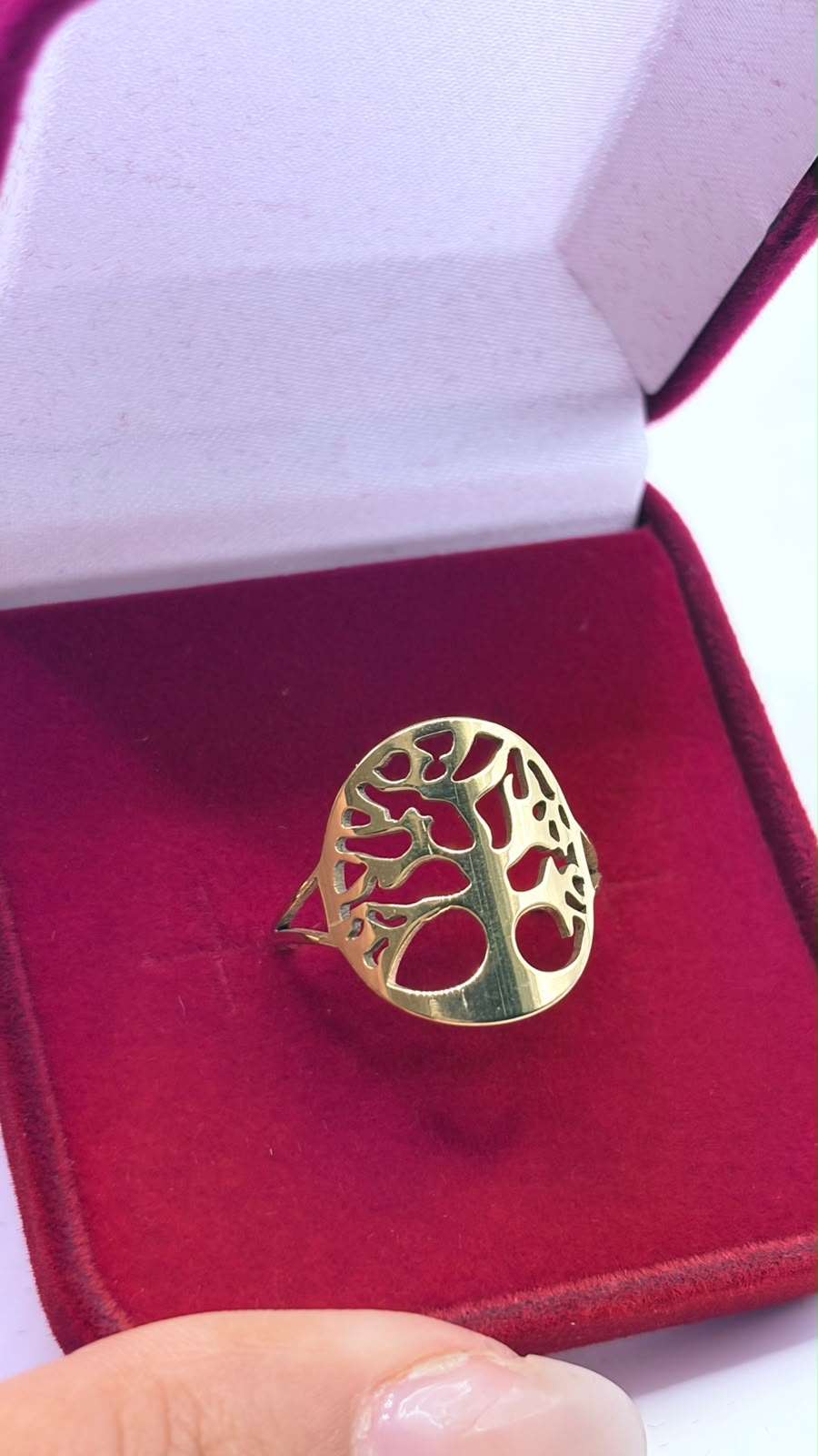 ANEL ARVORE DA VIDA INOX DOURADO