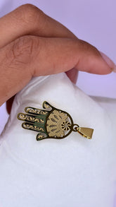 PINGENTE MAO DE FATIMA INOX PRATA E DOURADO