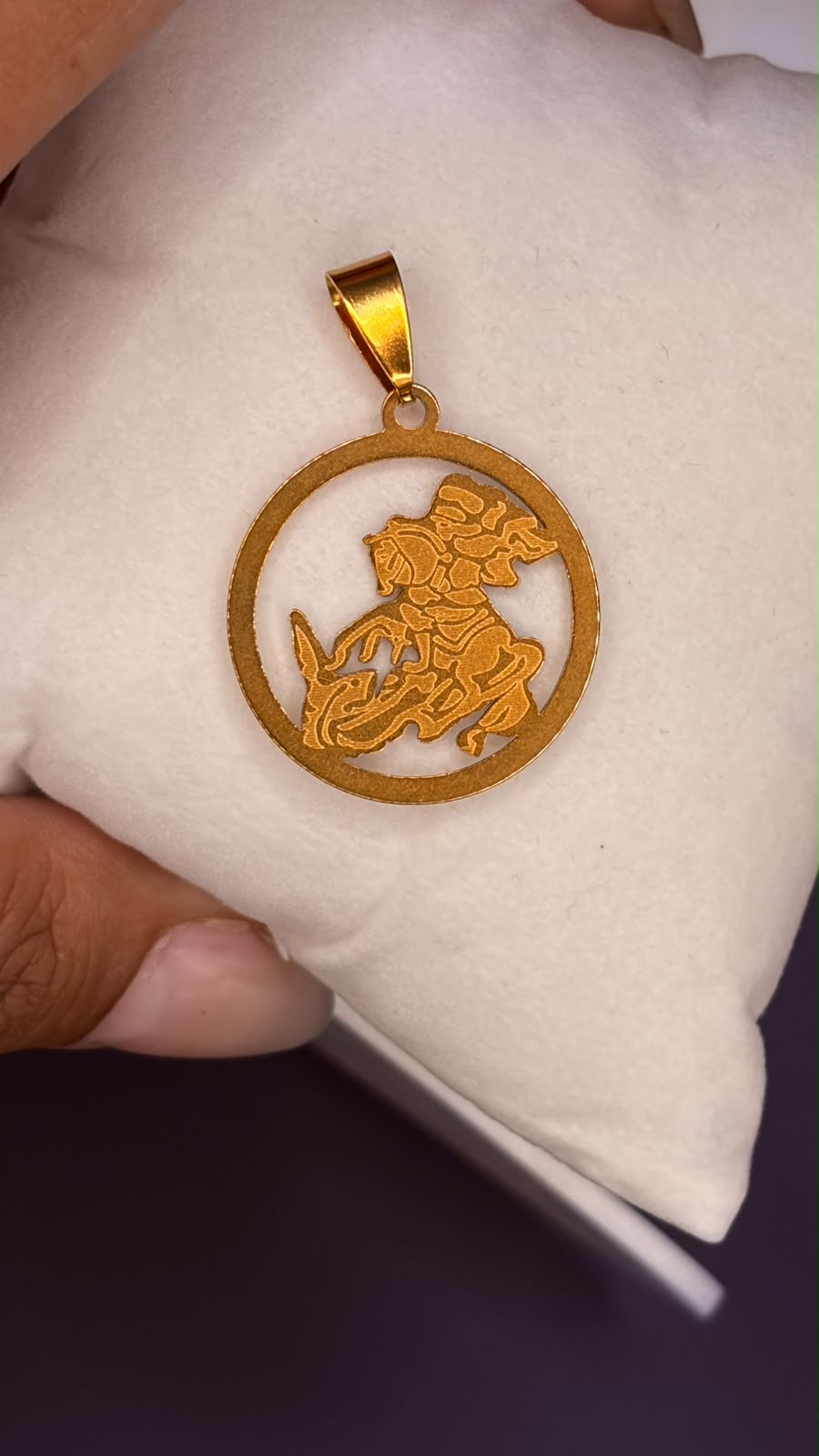PINGENTE INOX GOLD SÃO JORGE