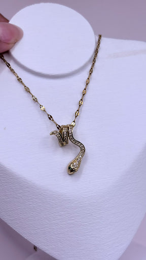 COLAR INOX DOURADO COBRA CRAVEJADA