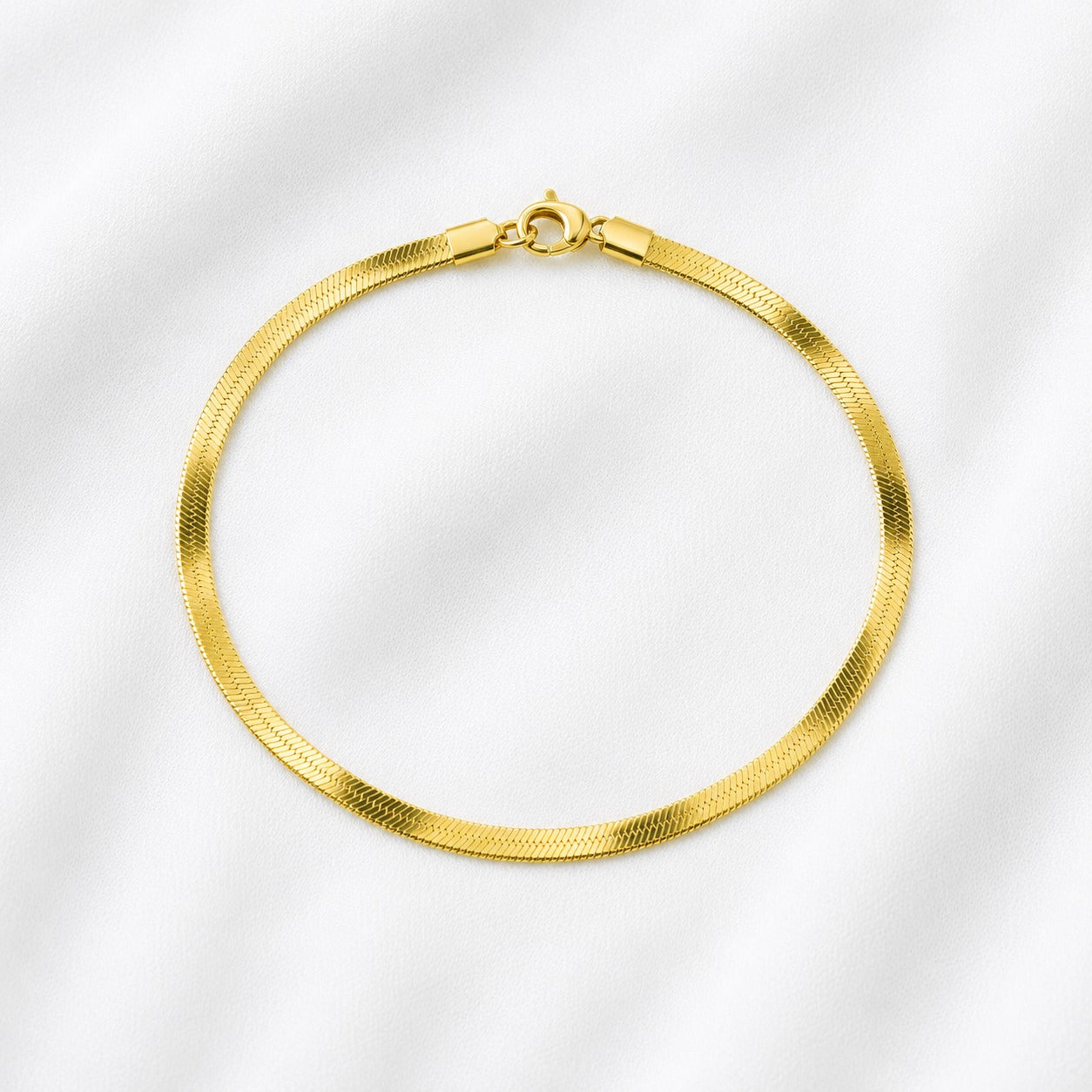 PULSEIRA INOX DOURADA MALHA FITA FINA LISA