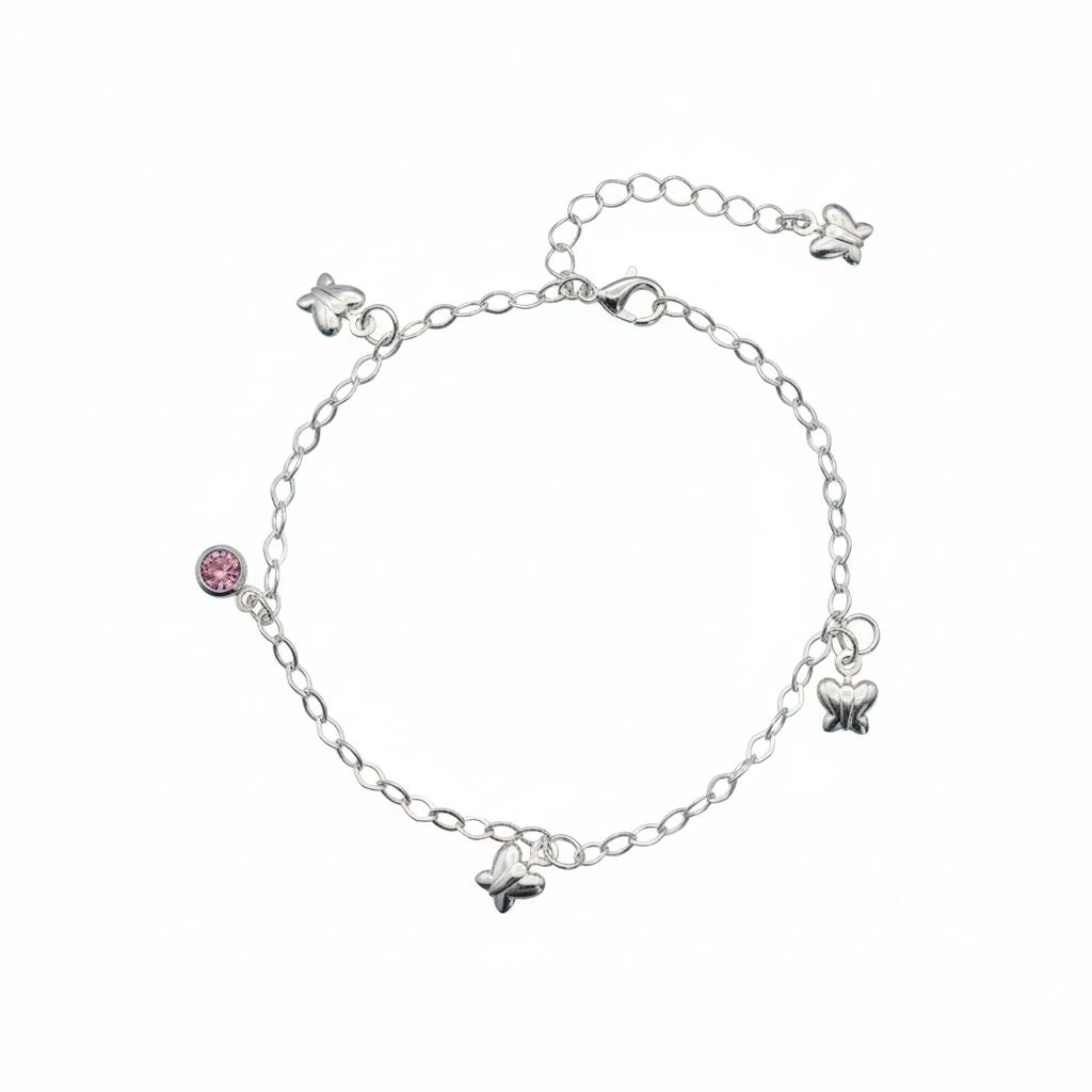 PS ZIRCONIA ROSA E BORBOLETA ESPAÇADAS