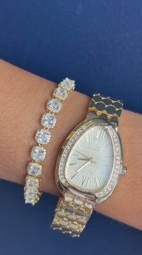 Relógio Feminino Luxo Dourado OVAL